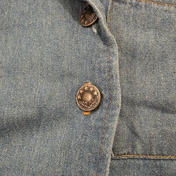 Vintage Sportswear Sleeveless Denim Button Up Y2K Grunge Western Tie Shirt Sz L - Picture 2 of 7